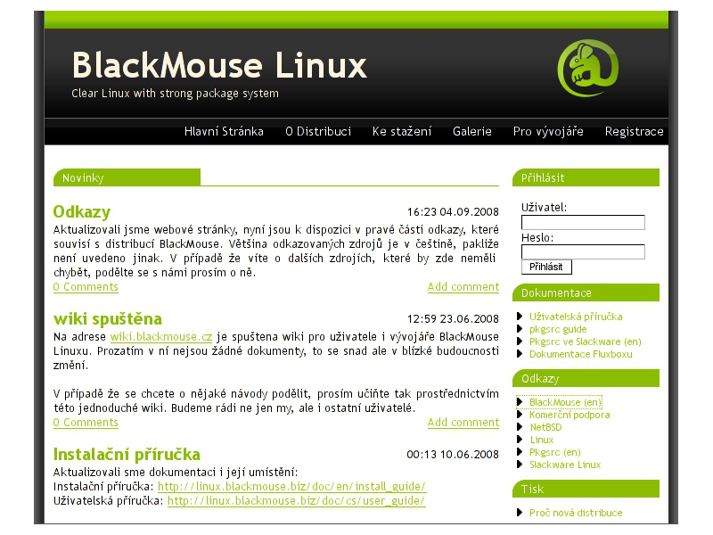 linux.blackmouse.cz screenshot